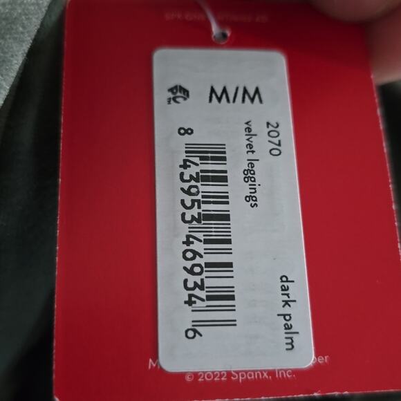 Spanx Velour Velvet Skinny Ankle High Rise‎ Pants Dark Palm Women Size MED New - Picture 7 of 9